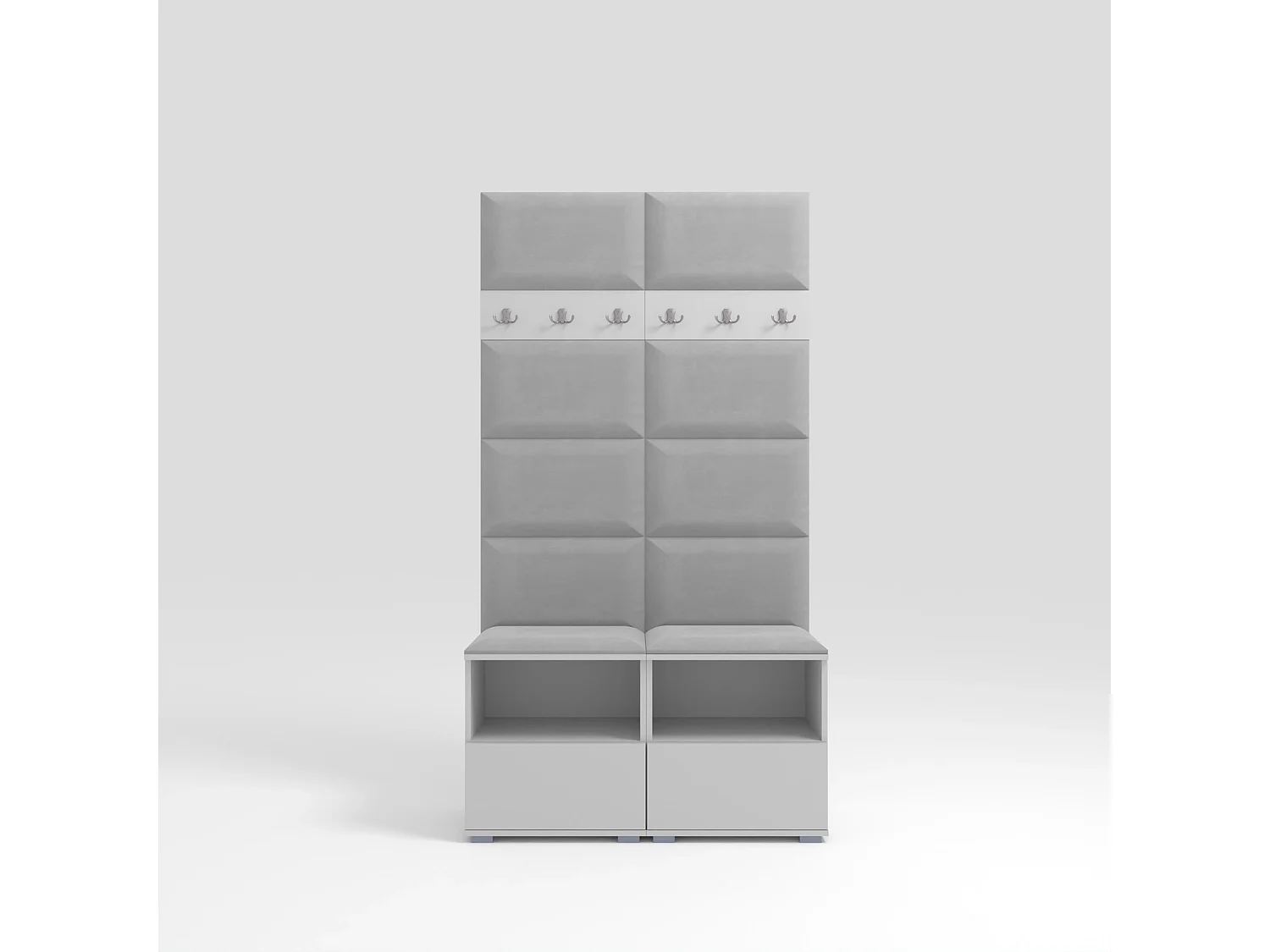 Vestiaire Nela III - 100 cm - Blanc Mat - Trinity 32 - Gris Clair