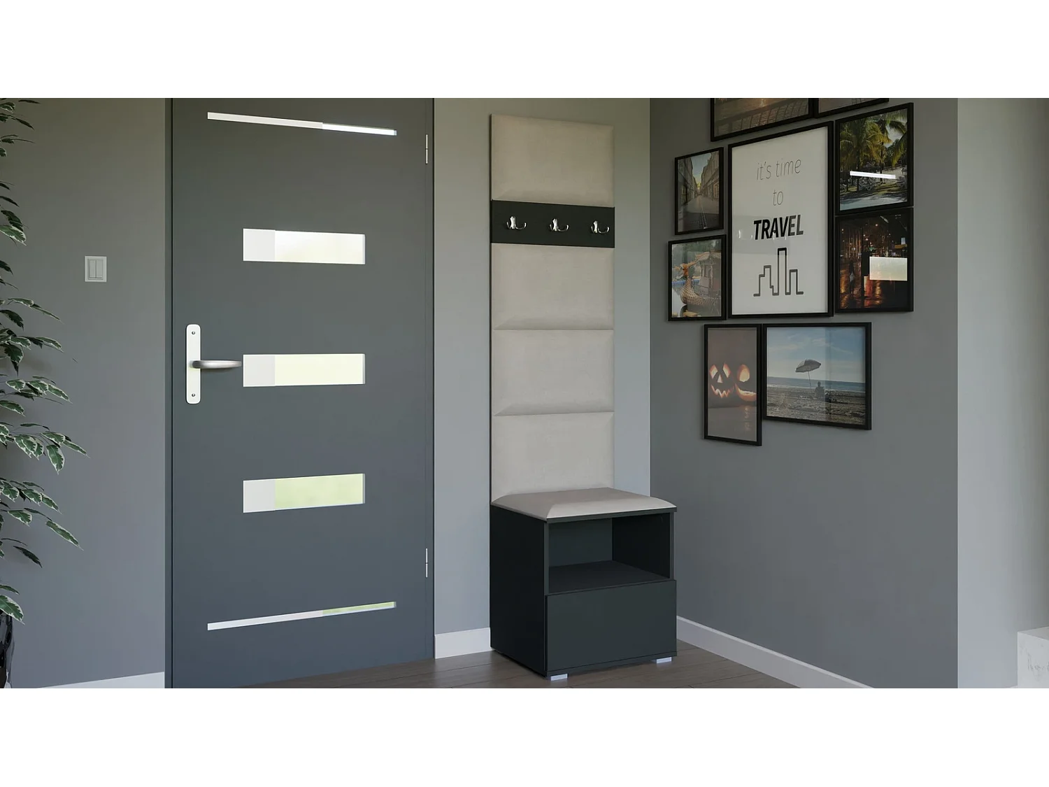 Garderobe Nela IV - 50 cm - Graphit - Trinity 01 - Creme