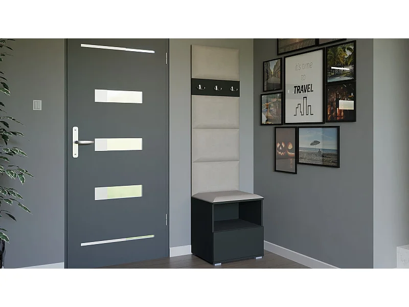 Garderobe Nela IV - 50 cm - Graphit - Trinity 01 - Creme