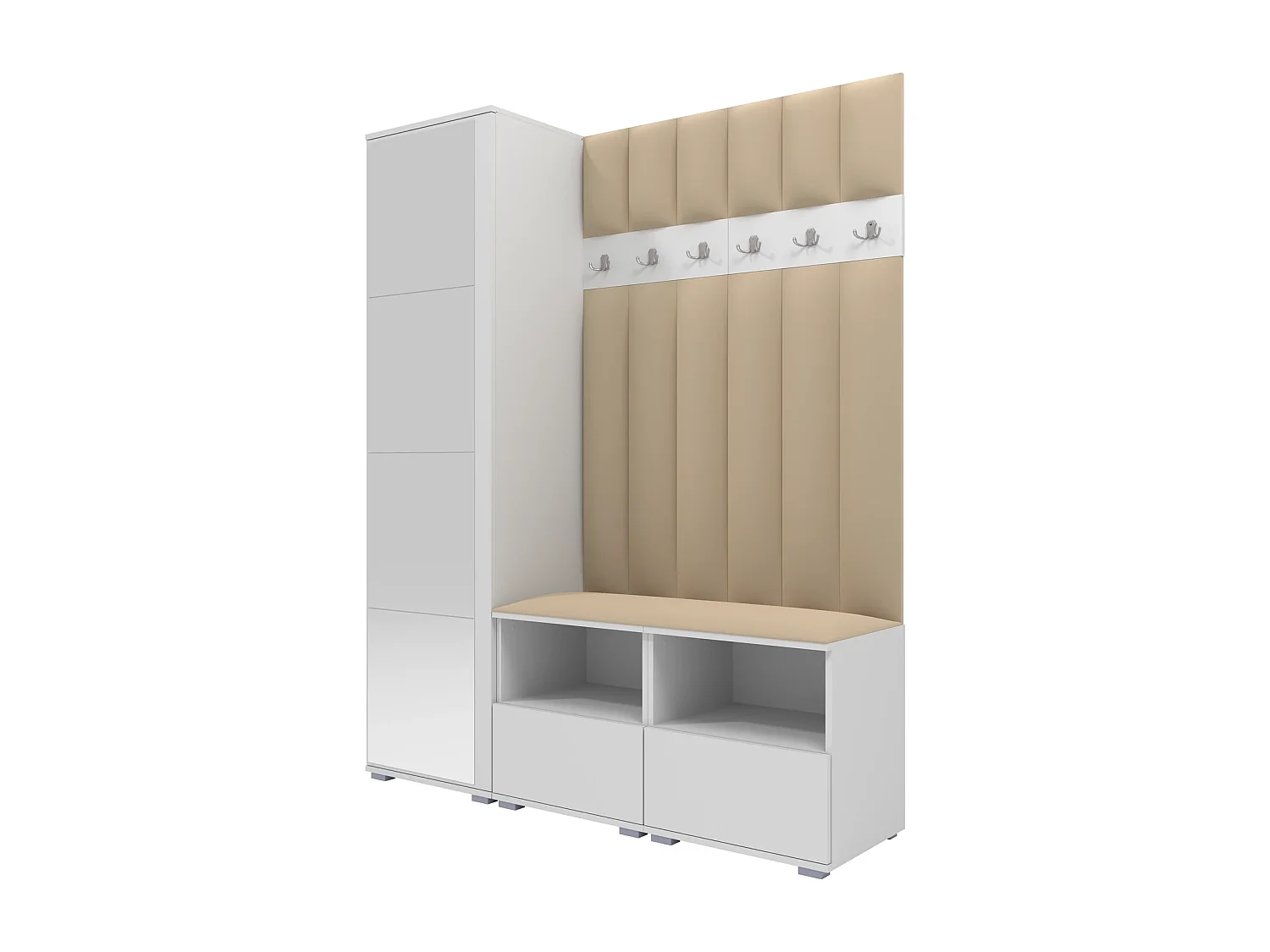 Halcombinatie Nela II LUX met spiegel - 150 cm - Mat Wit - Trinity 04 - Beige