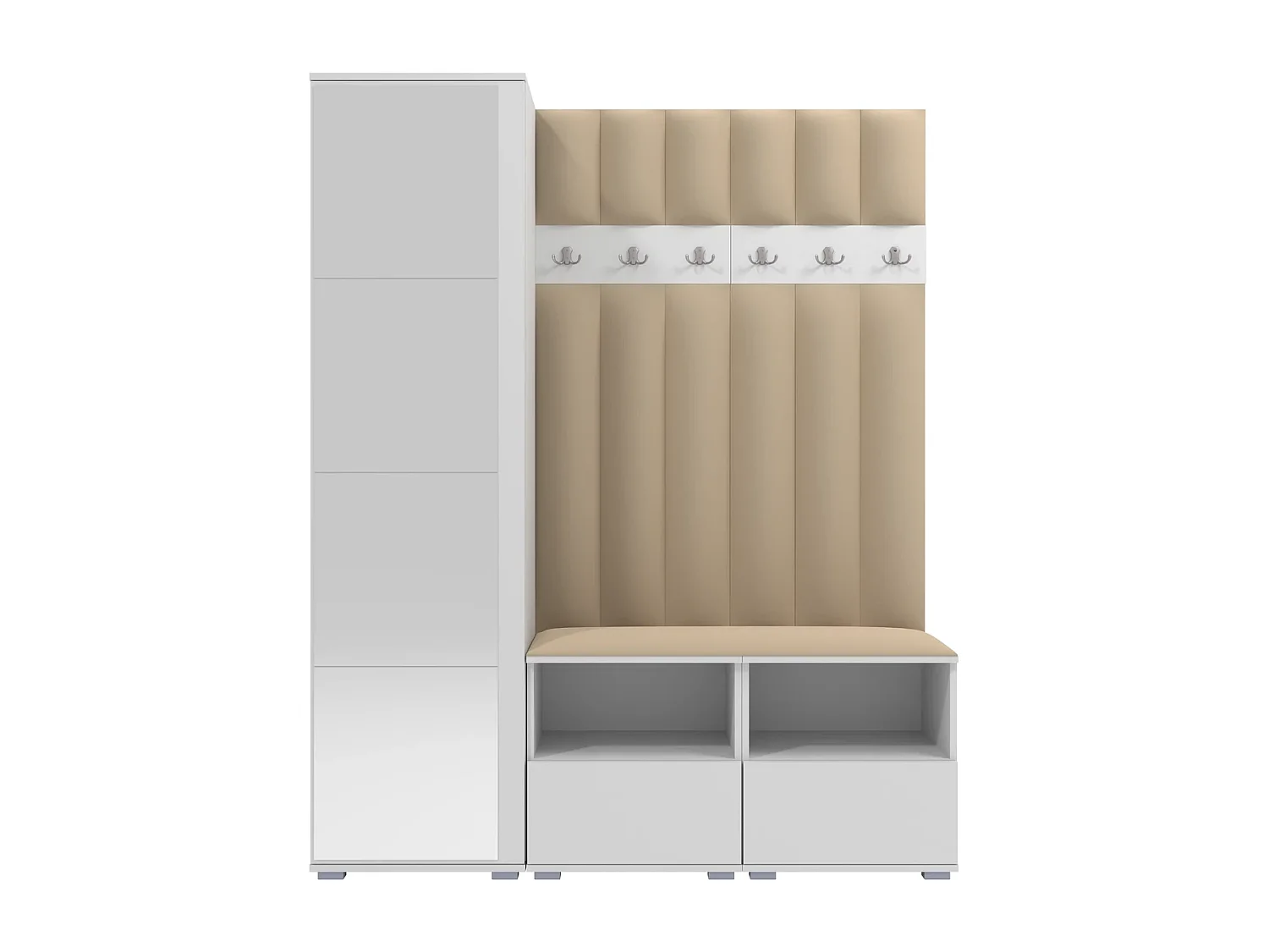 Halcombinatie Nela II LUX met spiegel - 150 cm - Mat Wit - Trinity 04 - Beige
