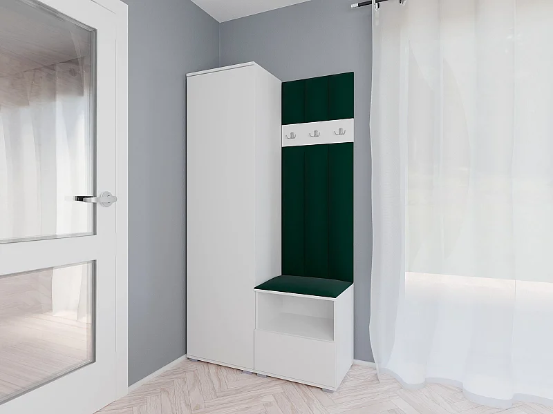 Garderobe Nela I LUX - 100 cm - Matt Weiß - Trinity 28 - Flaschengrün