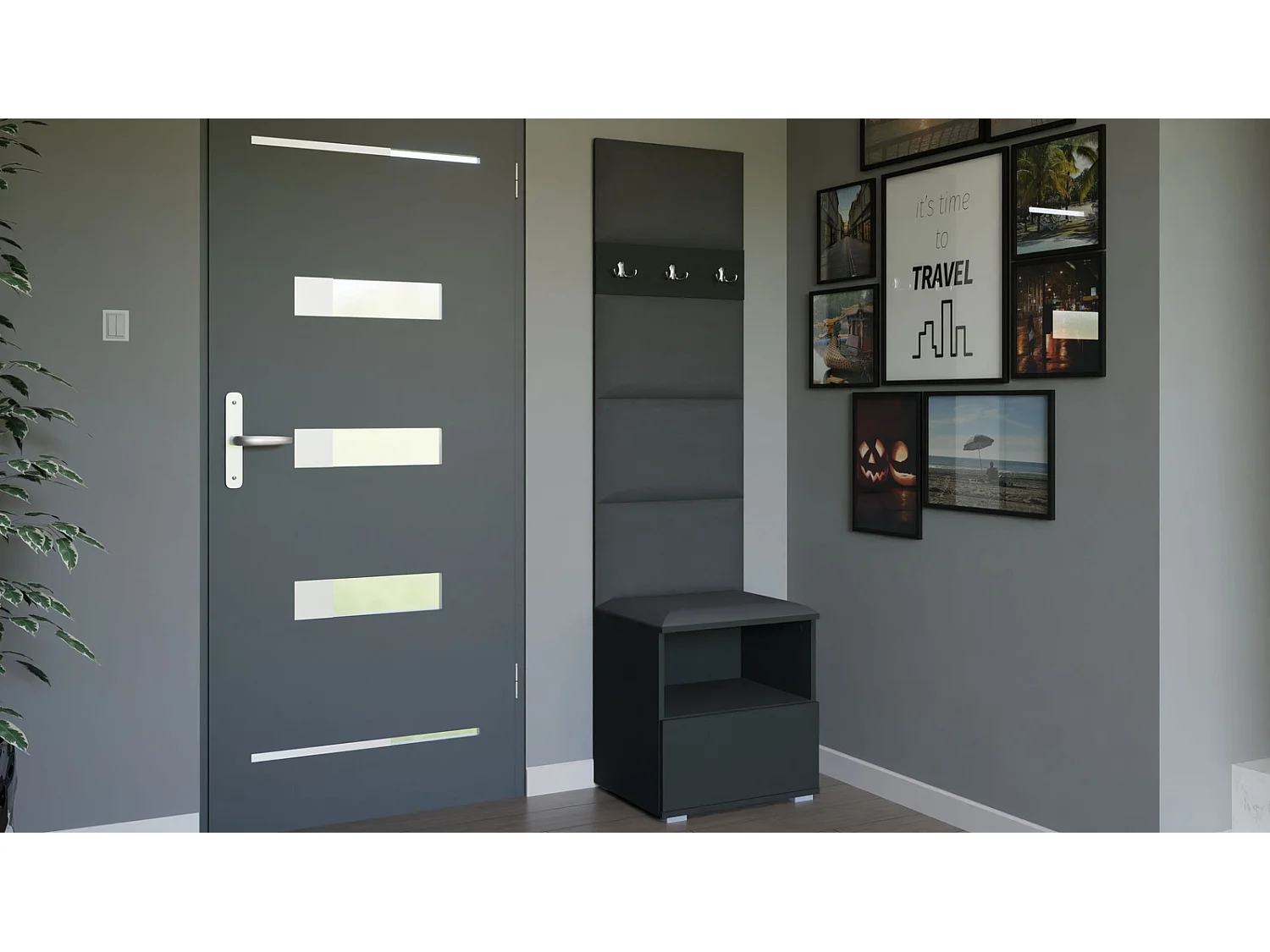 Garderobe Nela IV - 50 cm - Graphit - Trinity 15 - Dunkelgrau