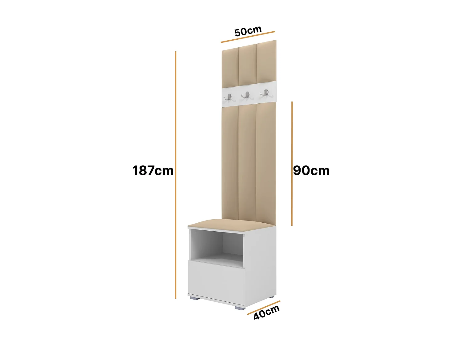 Garderobe Nela IV LUX - 50 cm - Matt Weiß - Trinity 04 - Beige