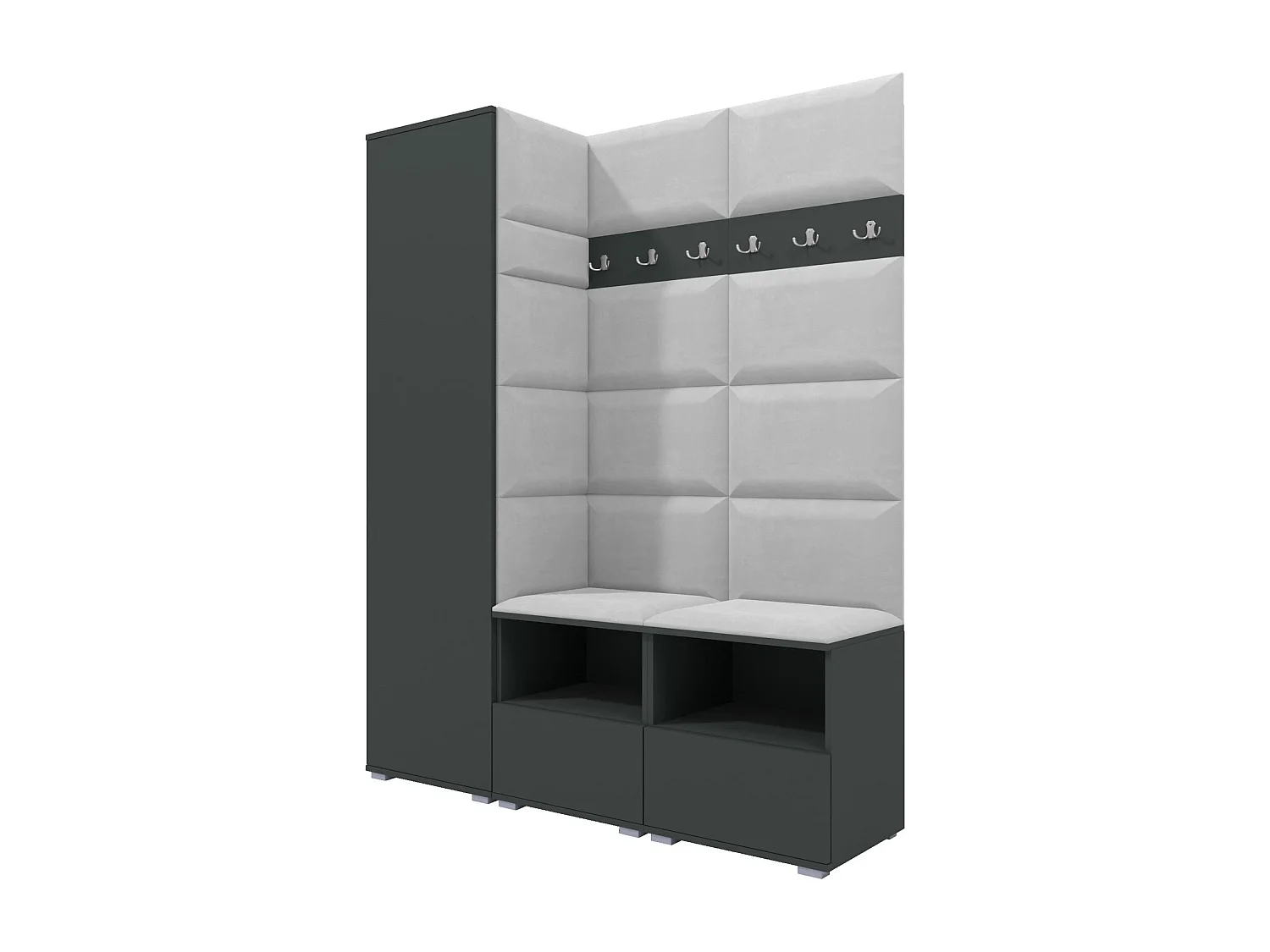 Halcombinatie Nela II - 150 cm - Grafiet - Trinity 32 - Lichtgrijs