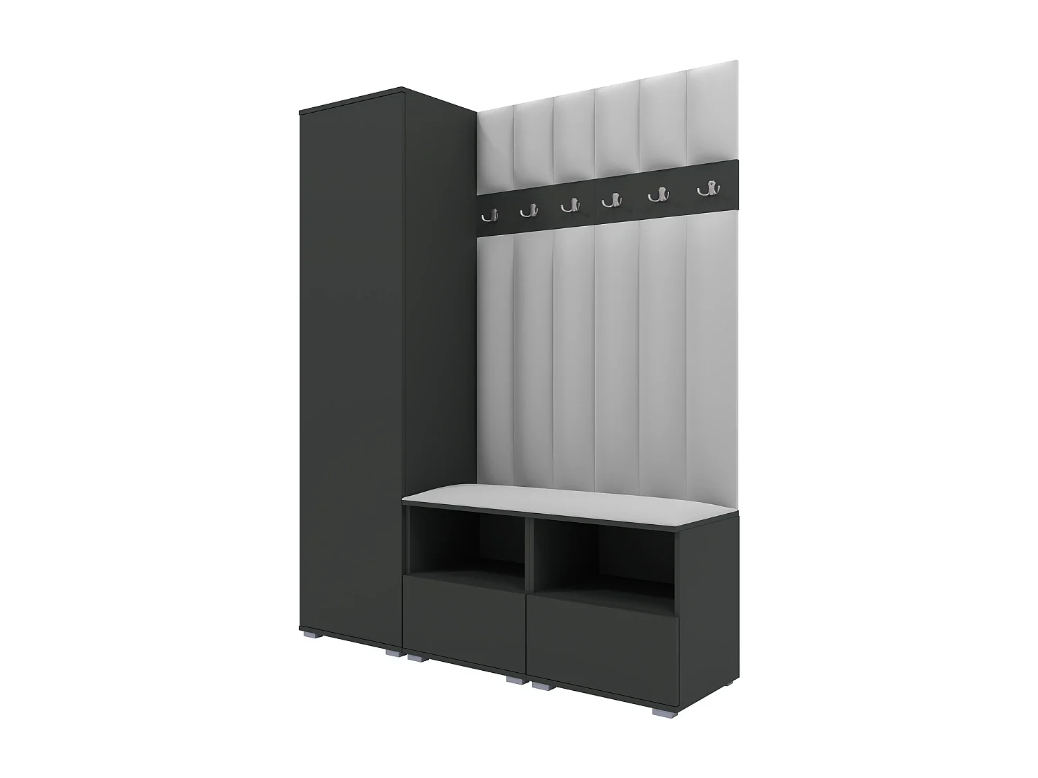 Garderobe Nela II LUX - 150 cm - Graphit - Trinity 32 - Hellgrau