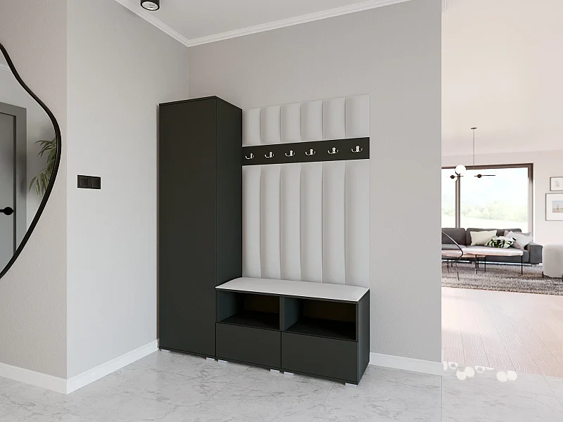 Garderobe Nela II LUX - 150 cm - Graphit - Trinity 32 - Hellgrau