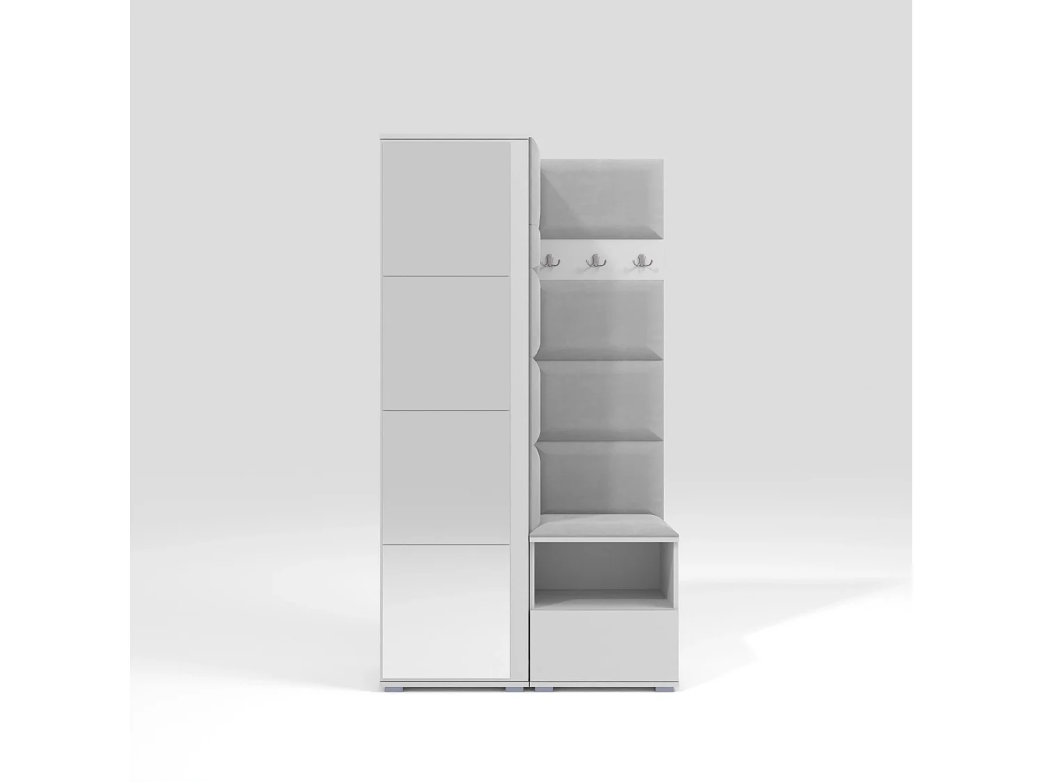 Garderobe Nela I mit Spiegel - 100 cm - Matt Weiß - Trinity 32 - Hellgrau