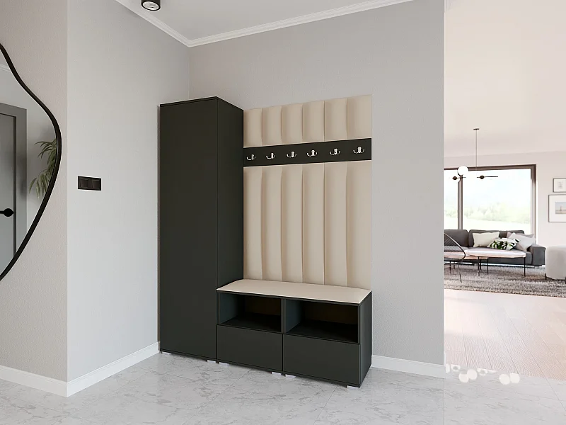 Vestiaire Nela II LUX - 150 cm - Graphite - Trinity 04 - Beige