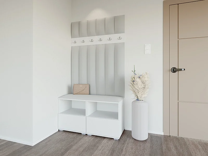 Vestiaire Nela III LUX - 100 cm - Blanc Mat - Trinity 32 - Gris Clair