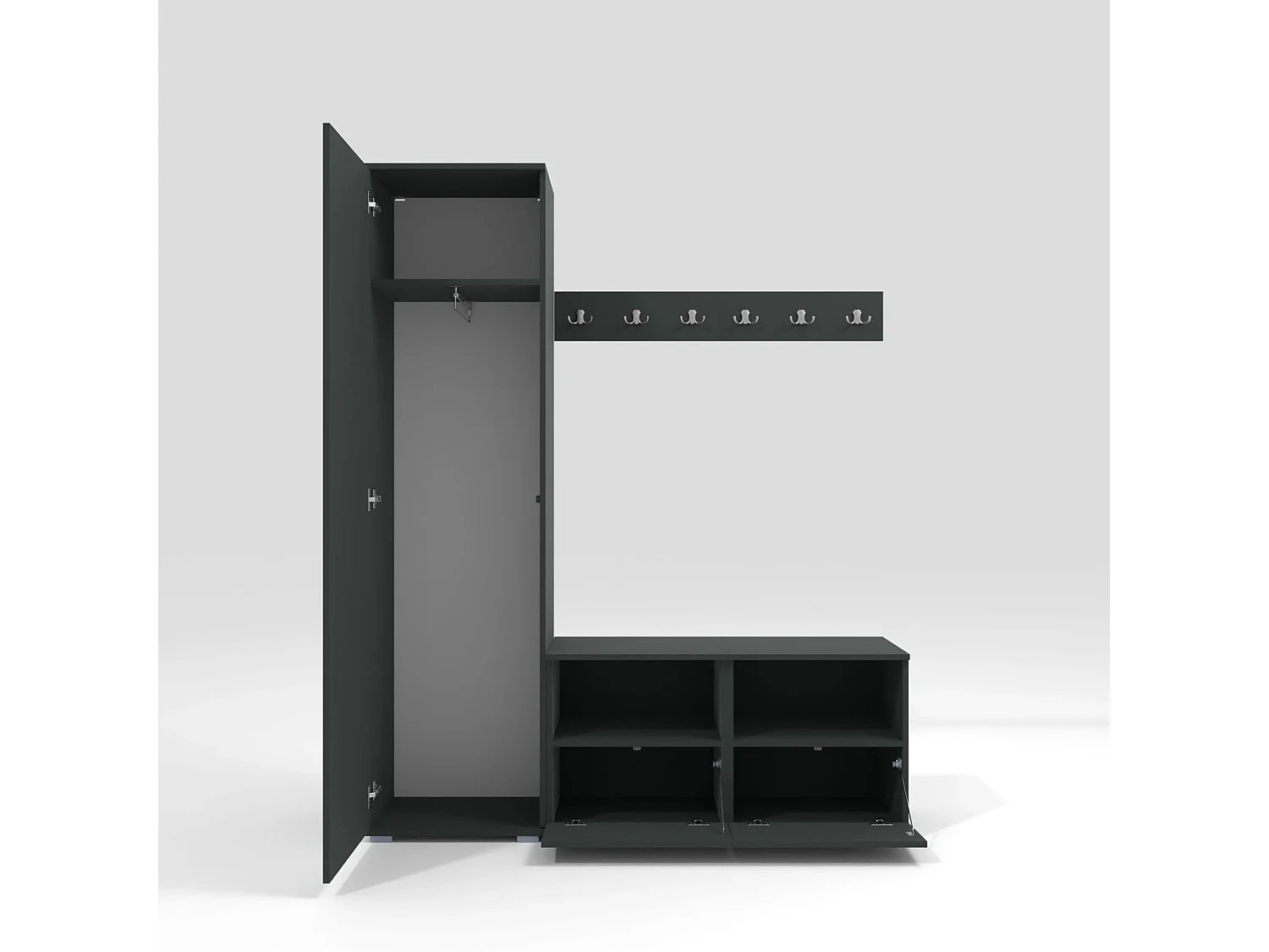 Halcombinatie Nela II met spiegel - 150 cm - Grafiet - Trinity 15 - Donkergrijs