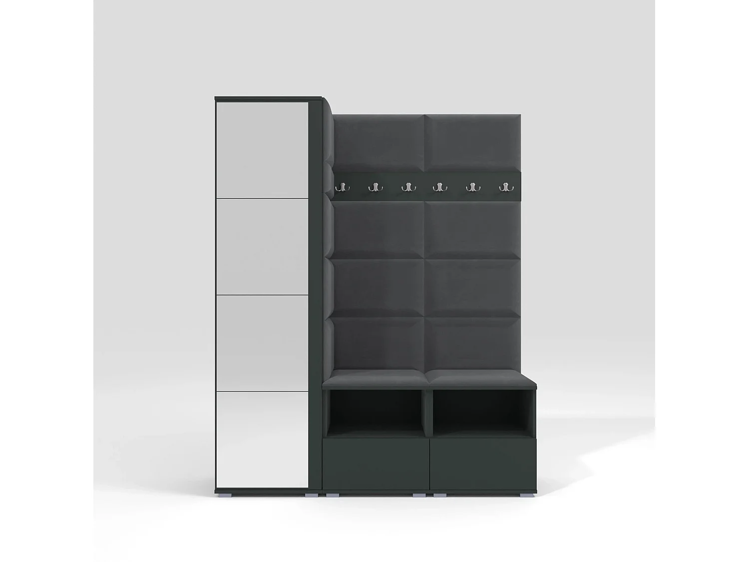 Halcombinatie Nela II met spiegel - 150 cm - Grafiet - Trinity 15 - Donkergrijs