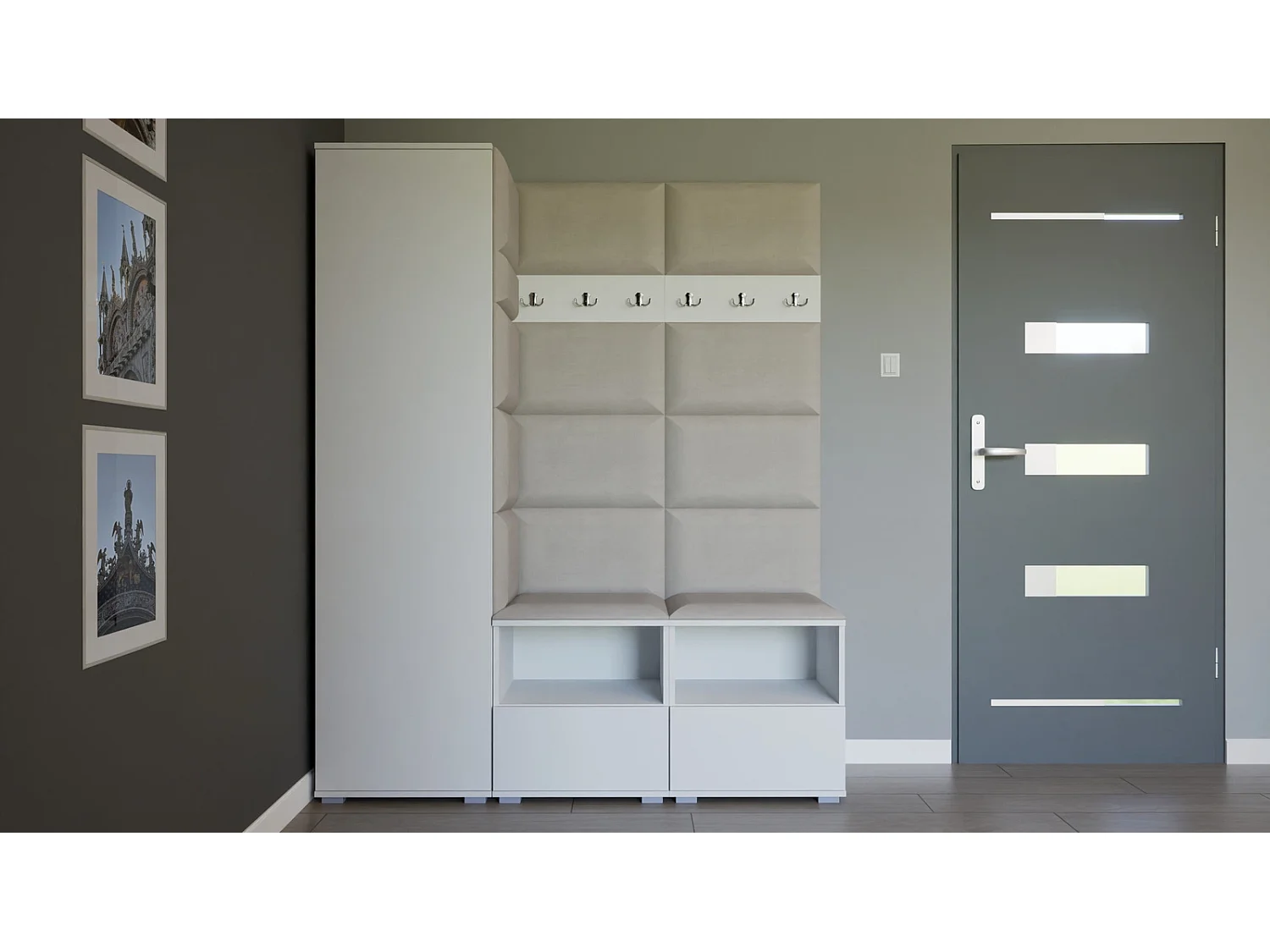 Halcombinatie Nela II - 150 cm - Mat Wit - Trinity 01 - Crème