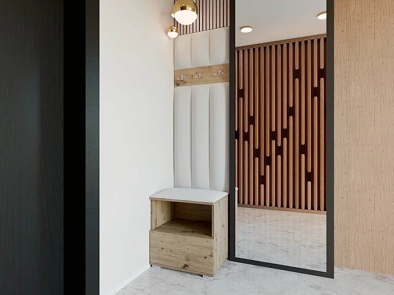 Halcombinatie Nela IV LUX - 50 cm - Artisan Eiken - Trinity 32 - Lichtgrijs