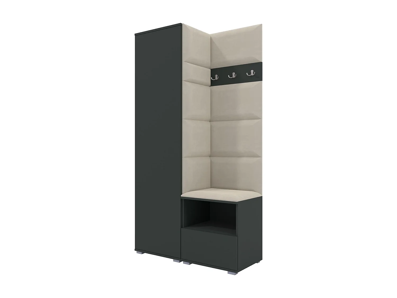 Garderobe Nela I - 100 cm - Graphit - Trinity 01 - Creme