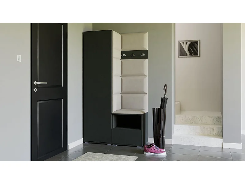 Garderobe Nela I - 100 cm - Graphit - Trinity 01 - Creme