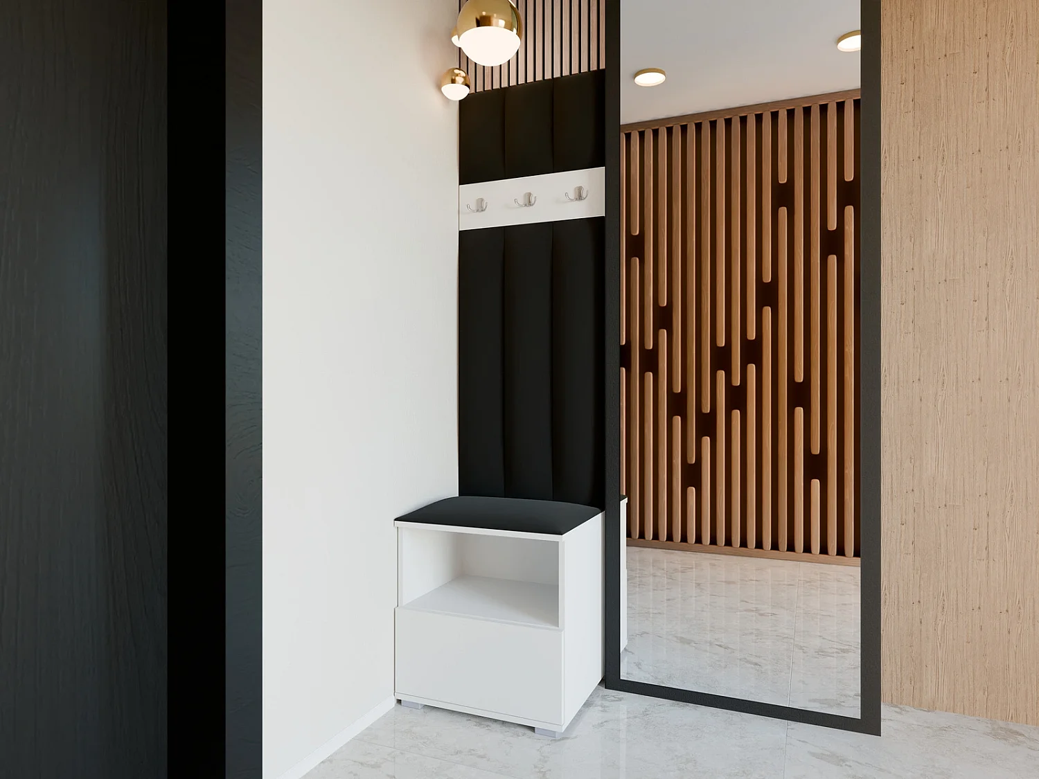 Halcombinatie Nela IV LUX - 50 cm - Mat Wit - Trinity 16 - Zwart