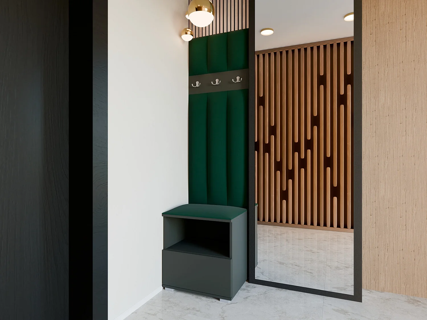 Garderobe Nela IV LUX - 50 cm - Graphit - Trinity 28 - Flaschengrün