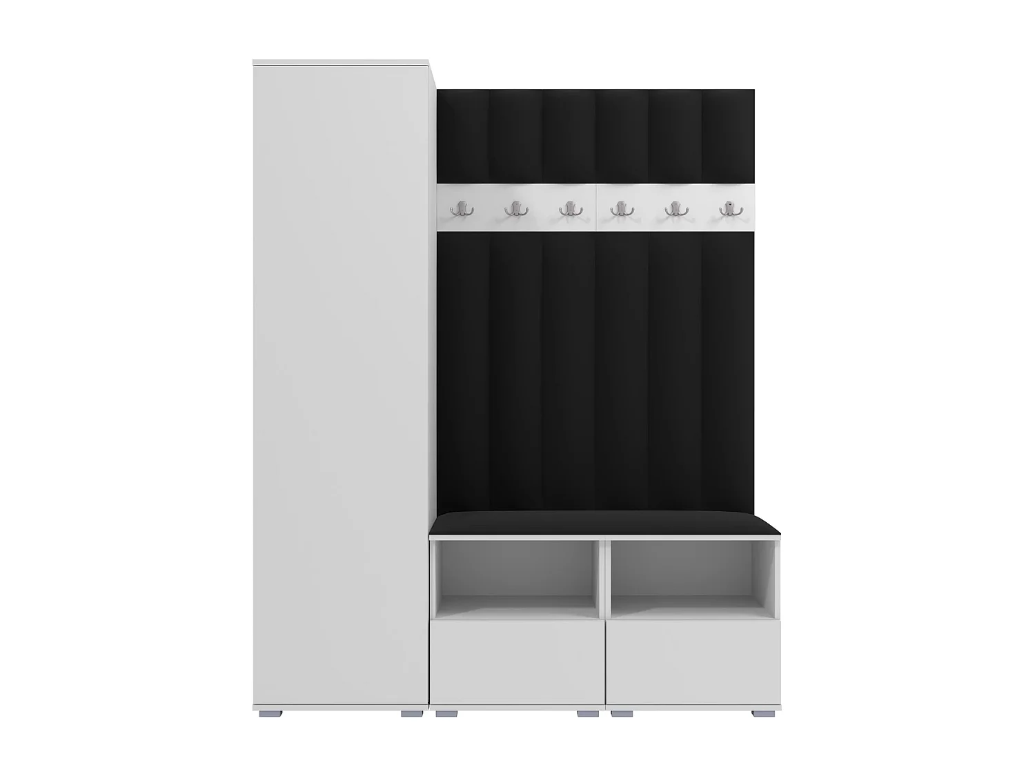 Garderobe Nela II LUX - 150 cm - Matt Weiß - Trinity 16 - Schwarz