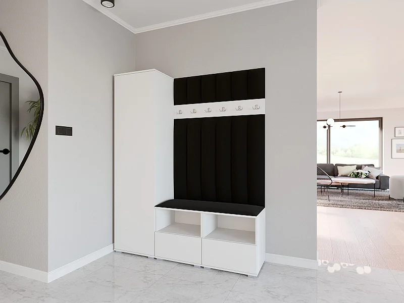 Garderobe Nela II LUX - 150 cm - Matt Weiß - Trinity 16 - Schwarz