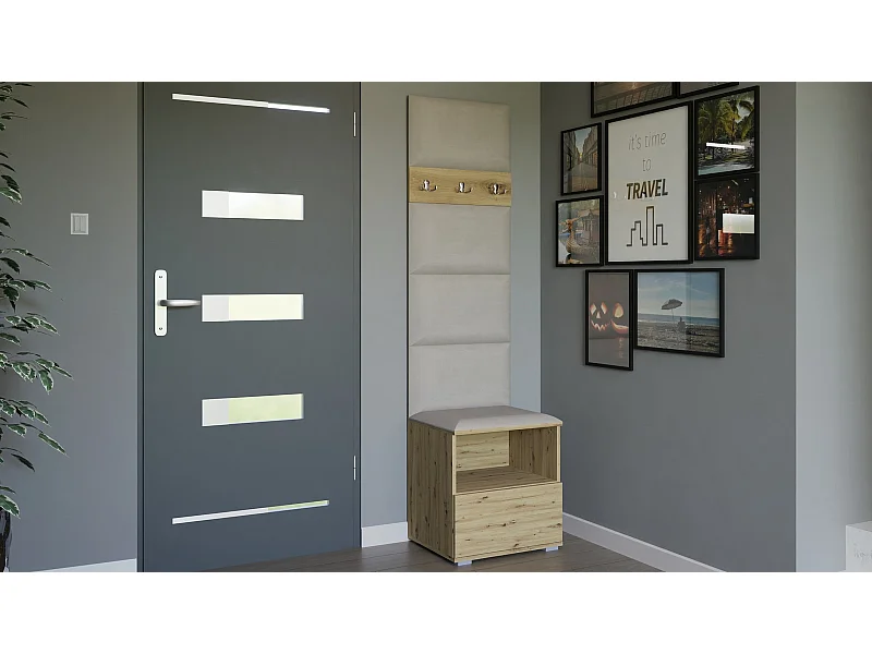 Vestiaire Nela IV - 50 cm - Chêne Artisan - Trinity 01 - Crème