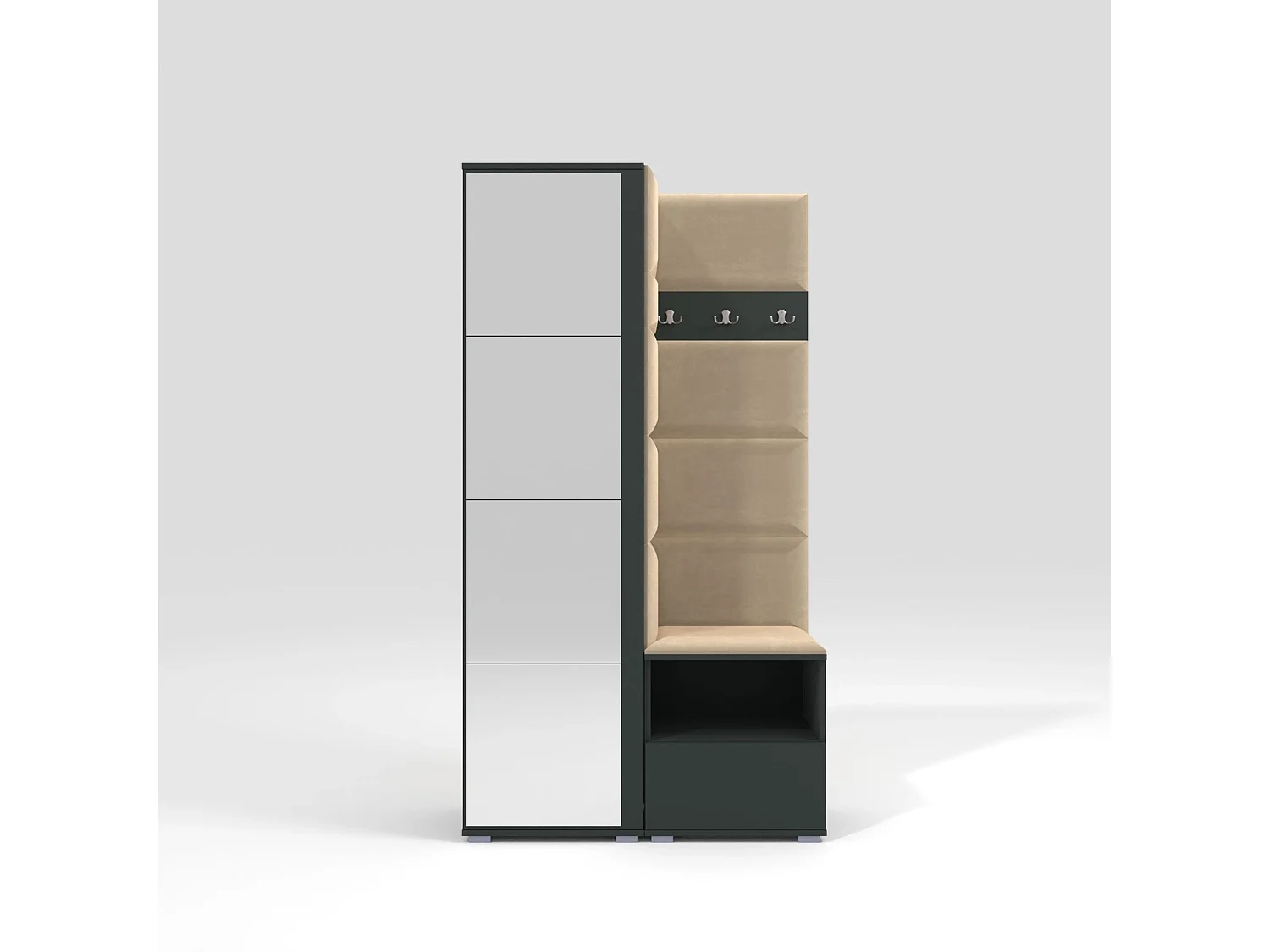 Vestiaire Nela I avec miroir - 100 cm - Graphite - Trinity 04 - Beige