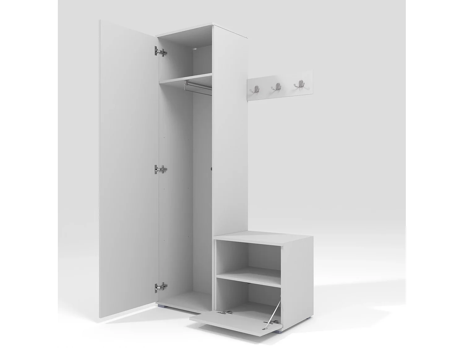 Garderobe Nela I - 100 cm - Matt Weiß - Trinity 15 - Dunkelgrau