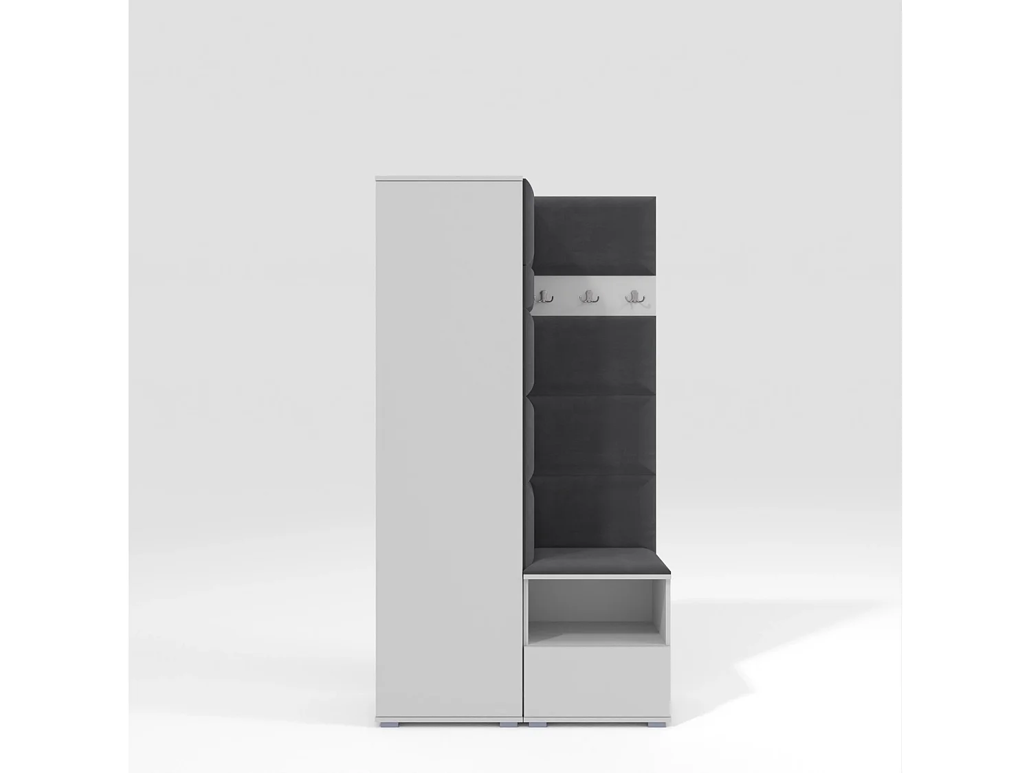 Garderobe Nela I - 100 cm - Matt Weiß - Trinity 15 - Dunkelgrau