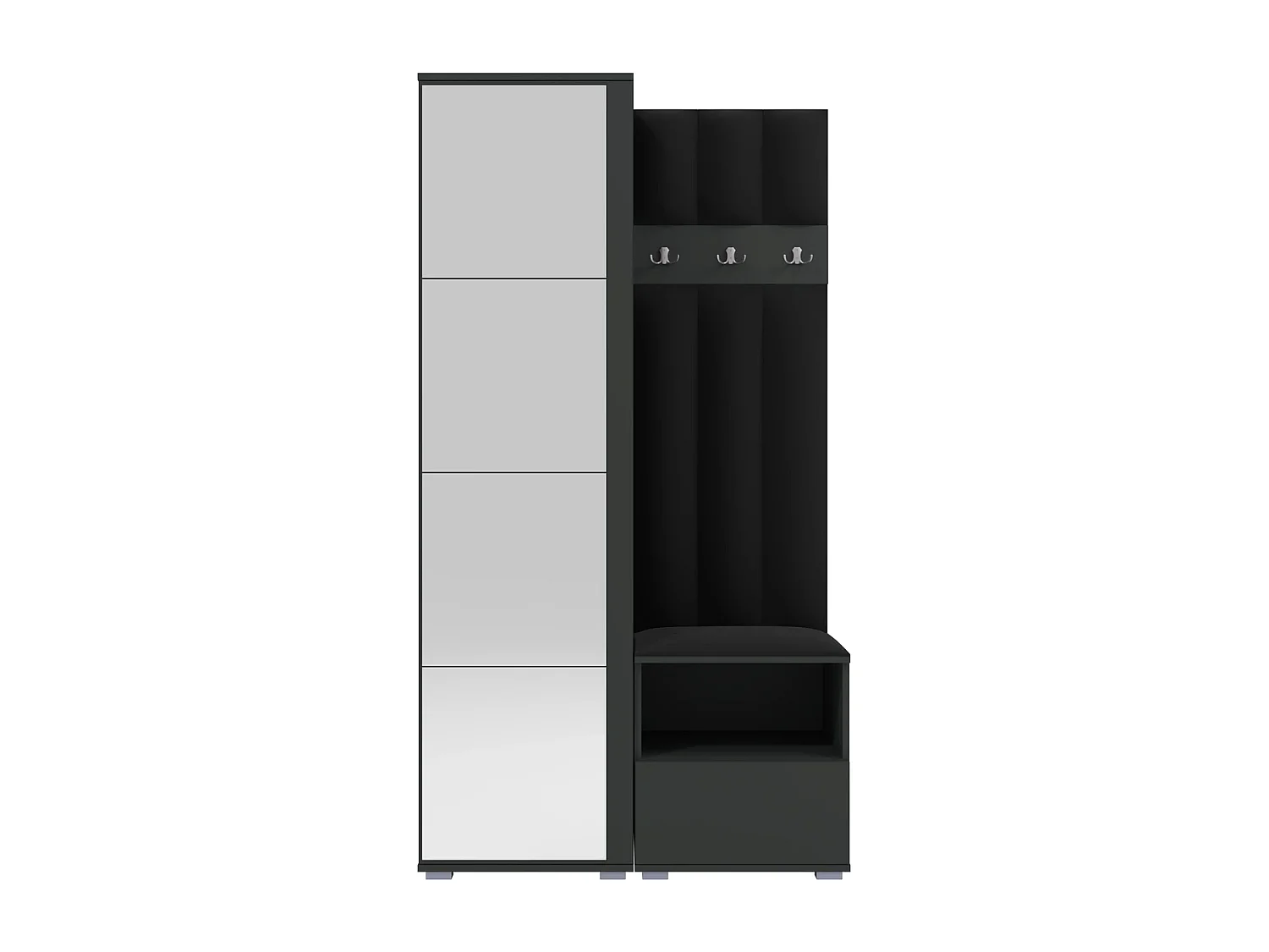 Halcombinatie Nela I LUX met spiegel - 100 cm - Grafiet - Trinity 16 - Zwart