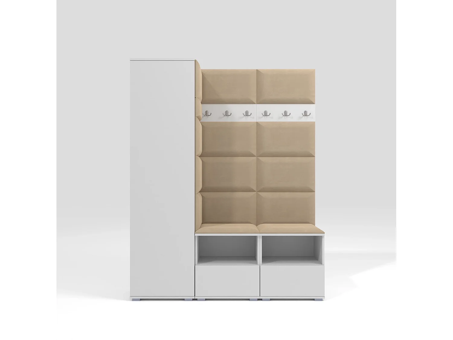 Halcombinatie Nela II - 150 cm - Mat Wit - Trinity 04 - Beige