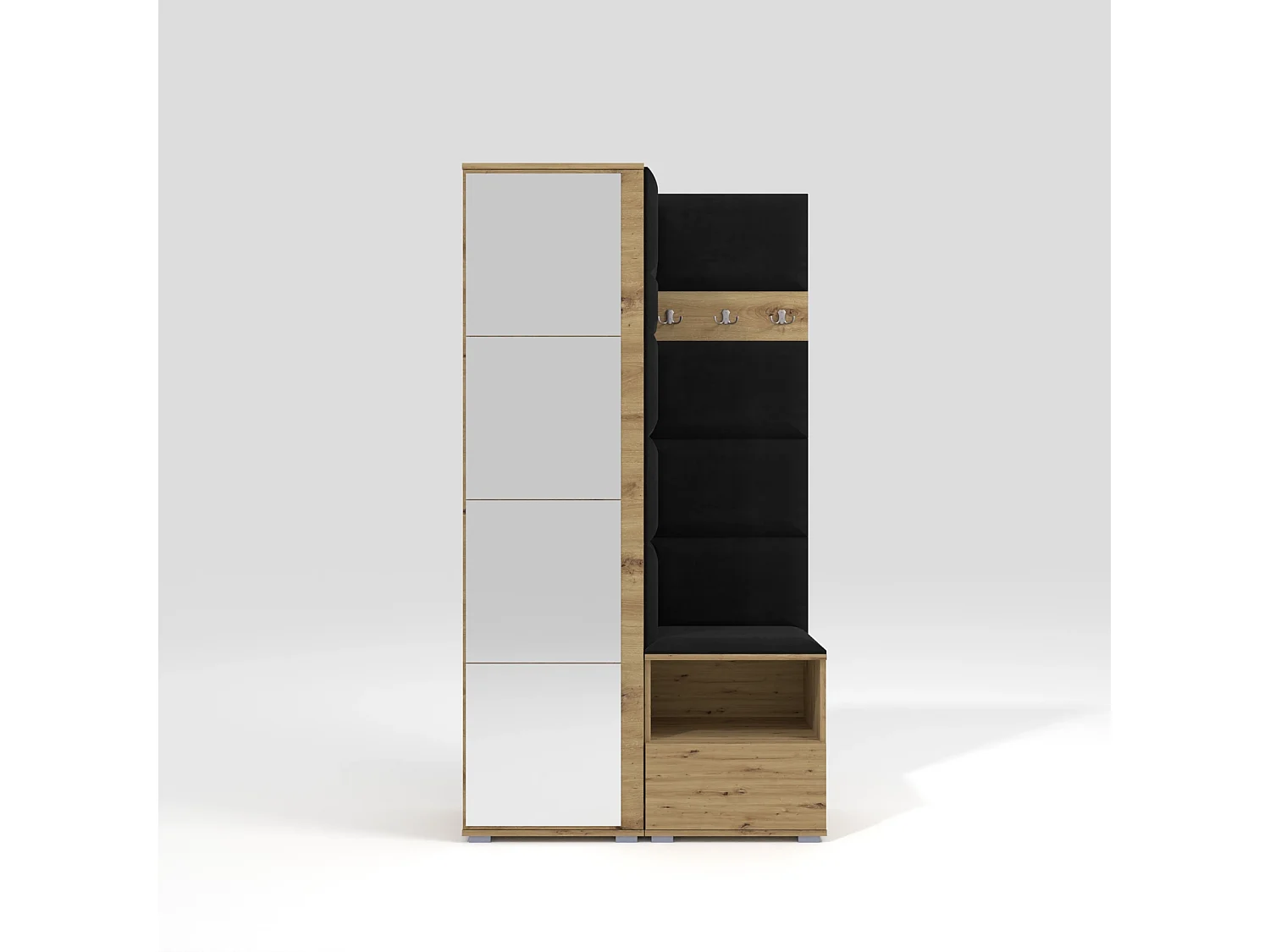 Halcombinatie Nela I met spiegel - 100 cm - Artisan Eiken - Trinity 16 - Zwart