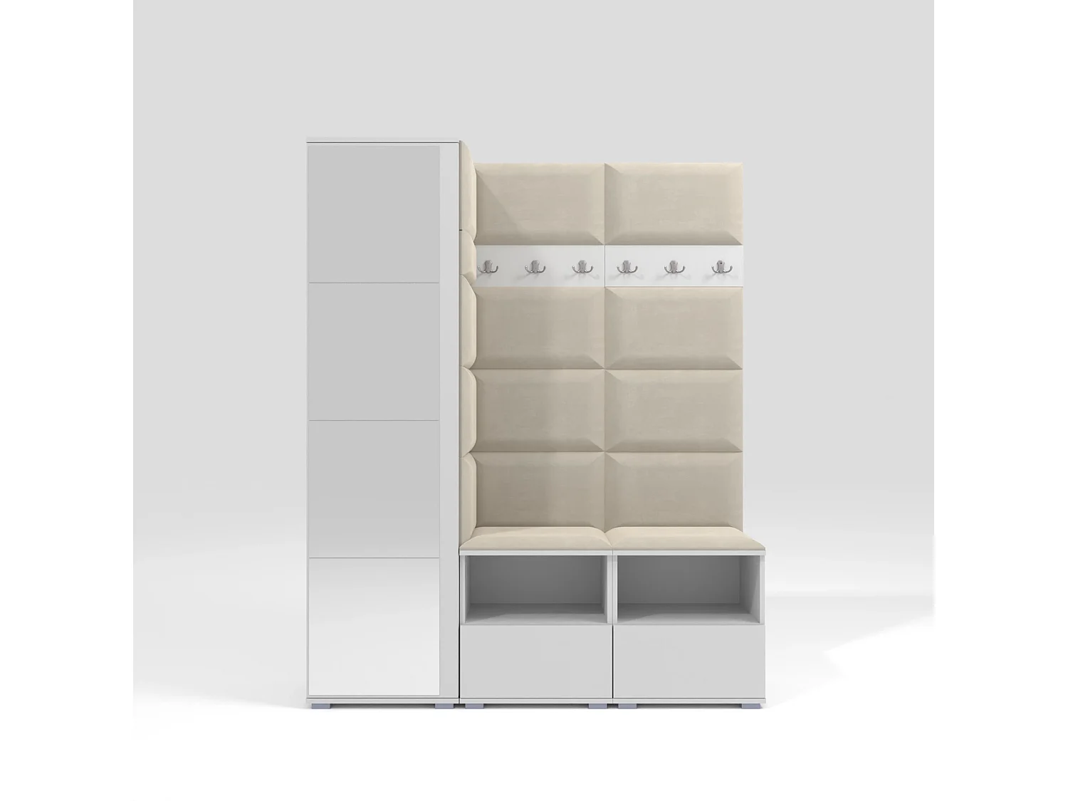 Halcombinatie Nela II met spiegel - 150 cm - Mat Wit - Trinity 01 - Crème