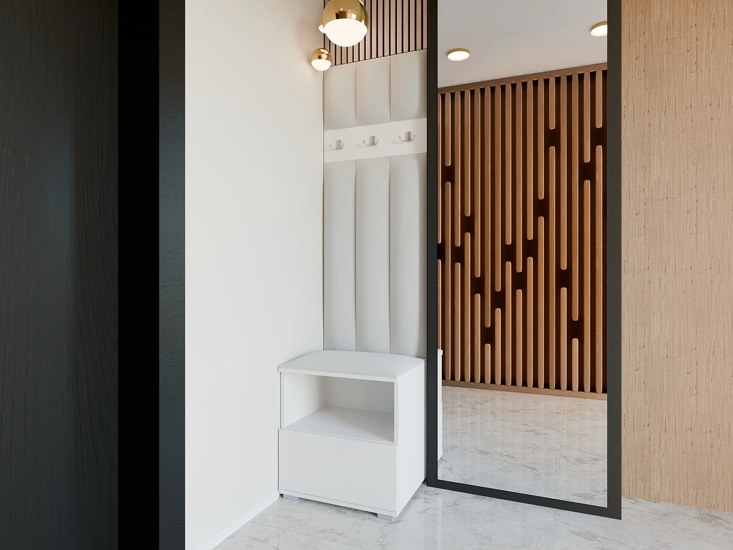 Vestiaire Nela IV LUX - 50 cm - Blanc Mat - Trinity 32 - Gris Clair