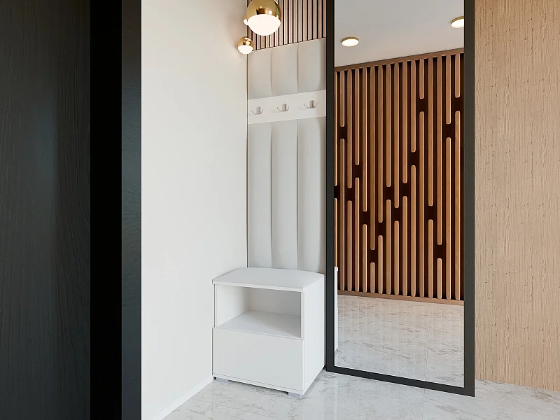 Vestiaire Nela IV LUX - 50 cm - Blanc Mat - Trinity 32 - Gris Clair