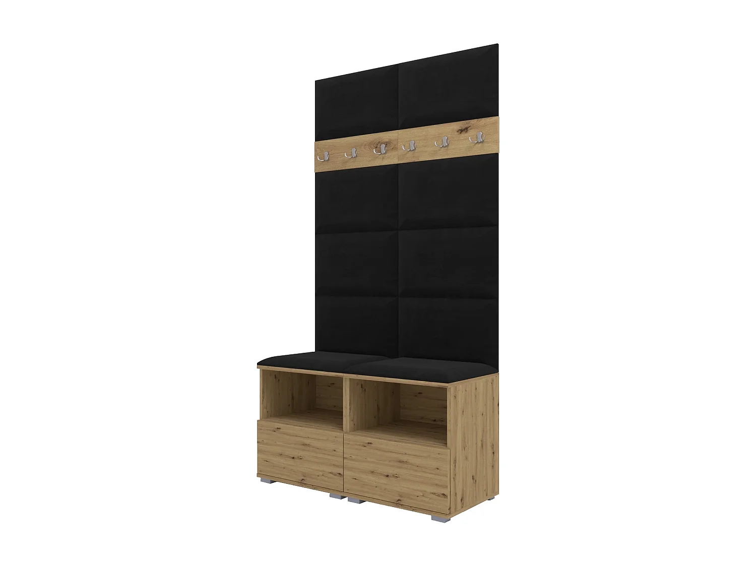 Garderobe Nela III - 100 cm - Eiche Artisan - Trinity 16 - Schwarz
