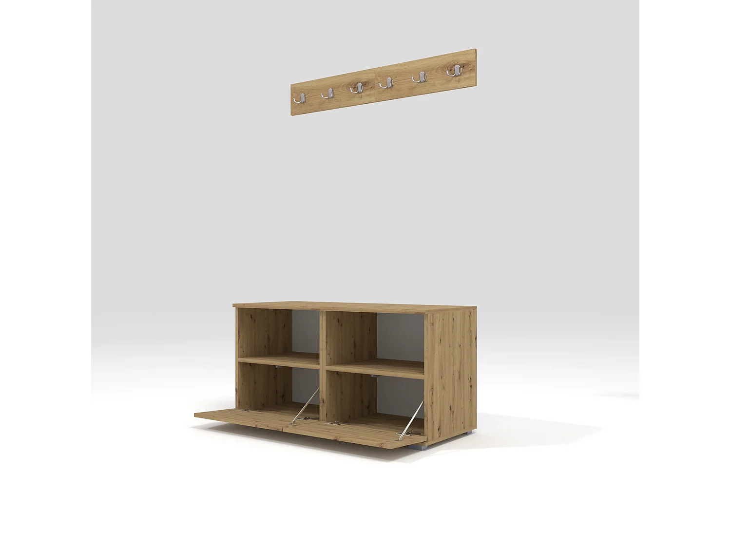 Garderobe Nela III - 100 cm - Eiche Artisan - Trinity 16 - Schwarz