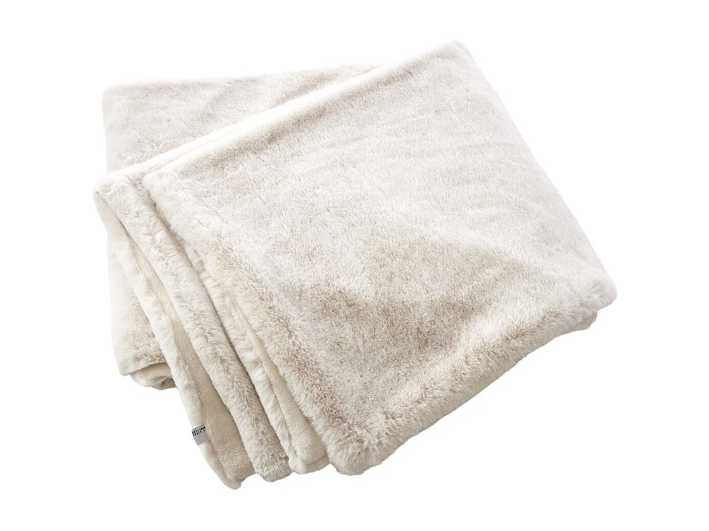 Chemin de lit 90x200cm fausse fourrure polyester coloris crème - ROZENN