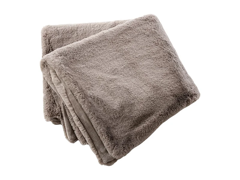 Chemin de lit 90x200cm fausse fourrure polyester coloris brun - ROZENN