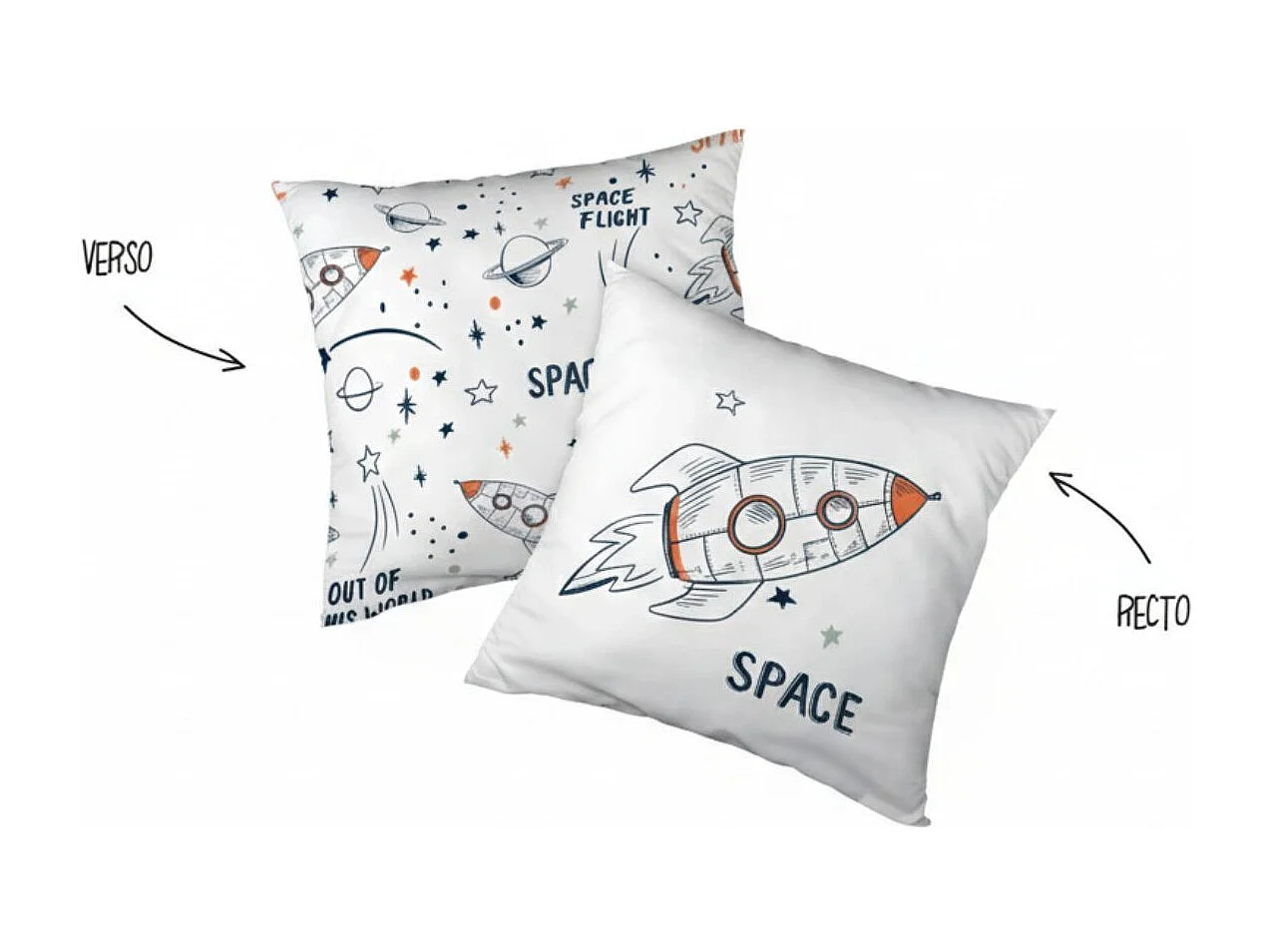 Parure de Lit Imprimé Floral Housse de Couette 240x220cm + 2 Taies d'Oreiller 63x63cm coton motif Fusée - COMETE