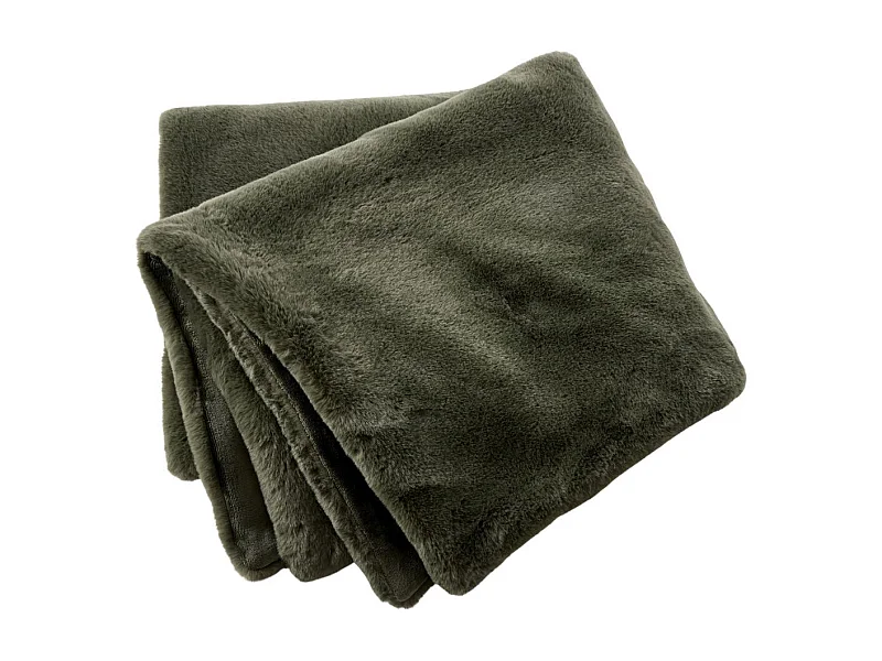 Chemin de lit 90x200cm fausse fourrure polyester coloris vert - ROZENN