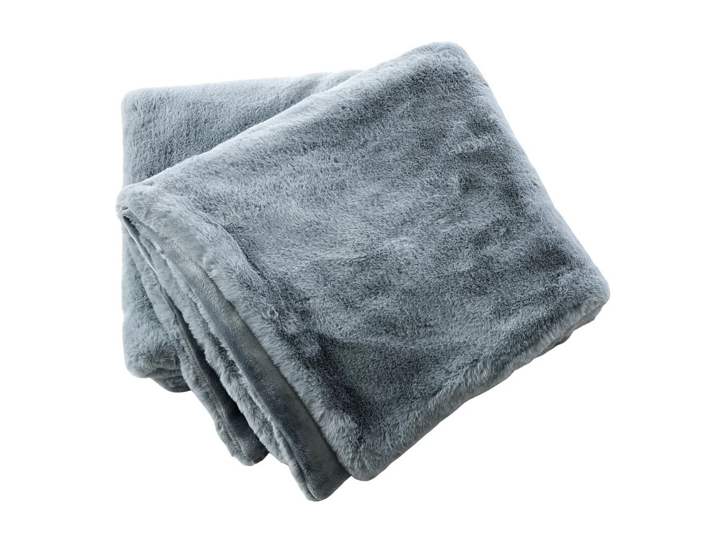 Chemin de lit 90x200cm fausse fourrure polyester coloris bleu - ROZENN