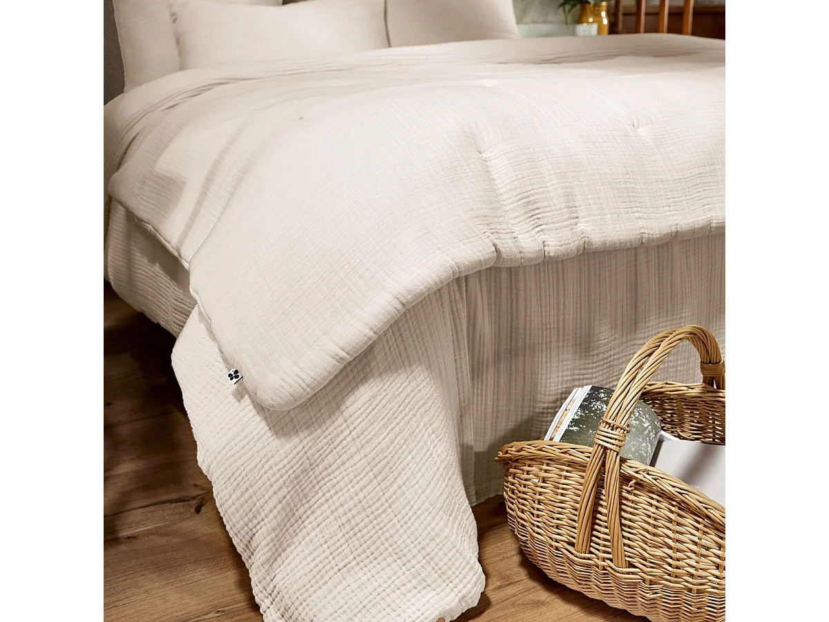 Chemin de lit 90x200cm gaze de coton uni coloris Pampa - INALIA