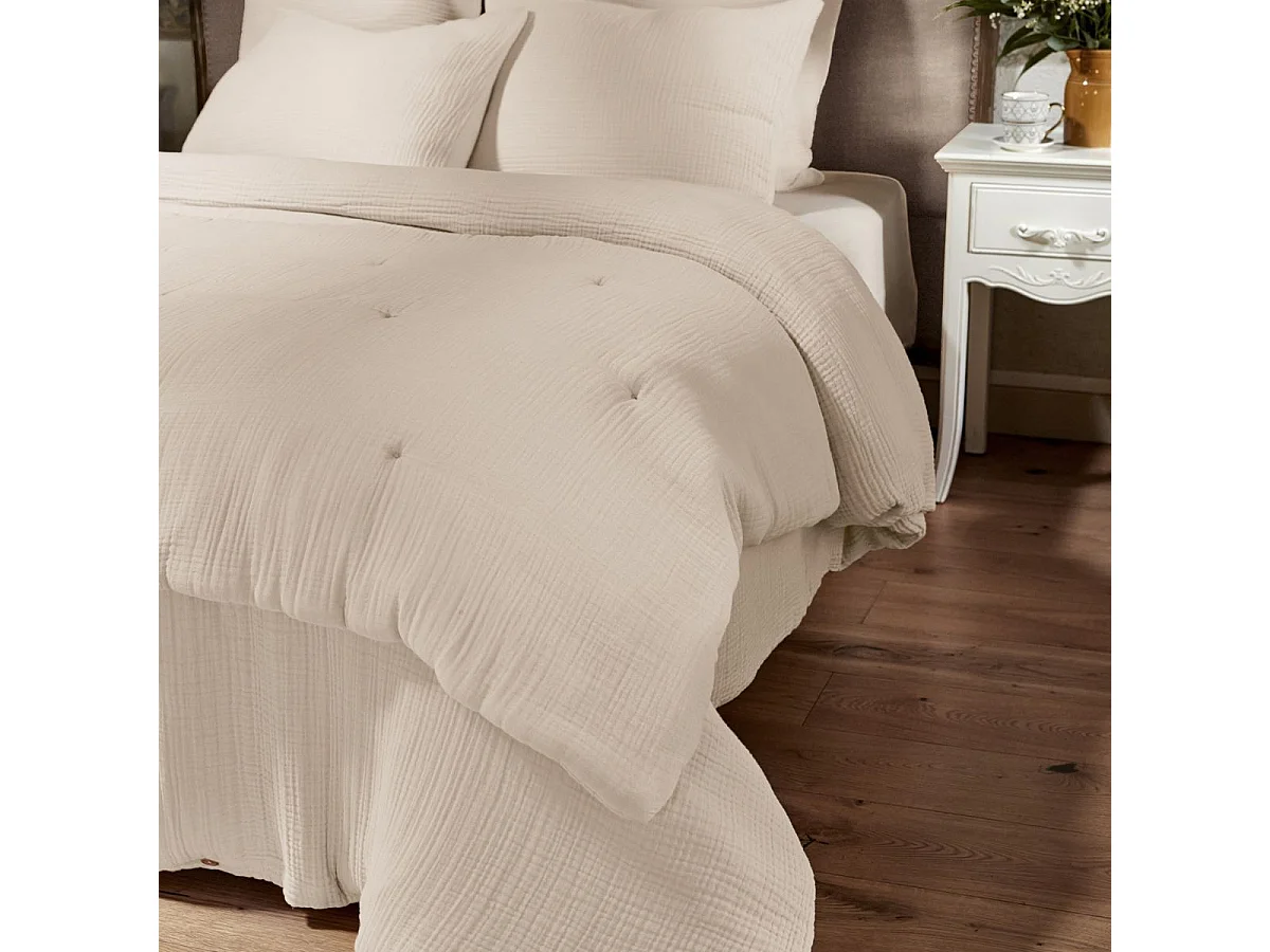 Chemin de lit 90x200cm gaze de coton uni coloris Pampa - INALIA