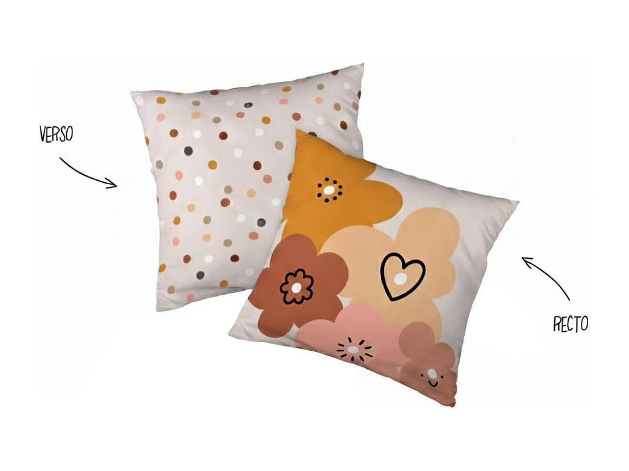 Parure de Lit Imprimé Floral Housse de Couette 140x200cm + 1 Taie d'Oreiller 63x63cm coton motif floral seventies - BARBAFLEUR