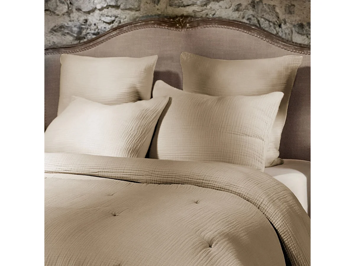 Taie d'oreiller 80x80cm gaze de coton coloris Ficelle - INALIA