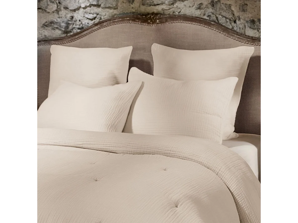 Taie d'oreiller 60x60cm gaze de coton coloris Pampa - INALIA