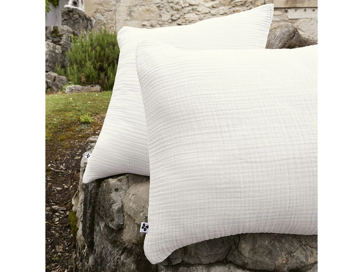Taie d'oreiller 50x70cm gaze de coton coloris Chantilly - INALIA