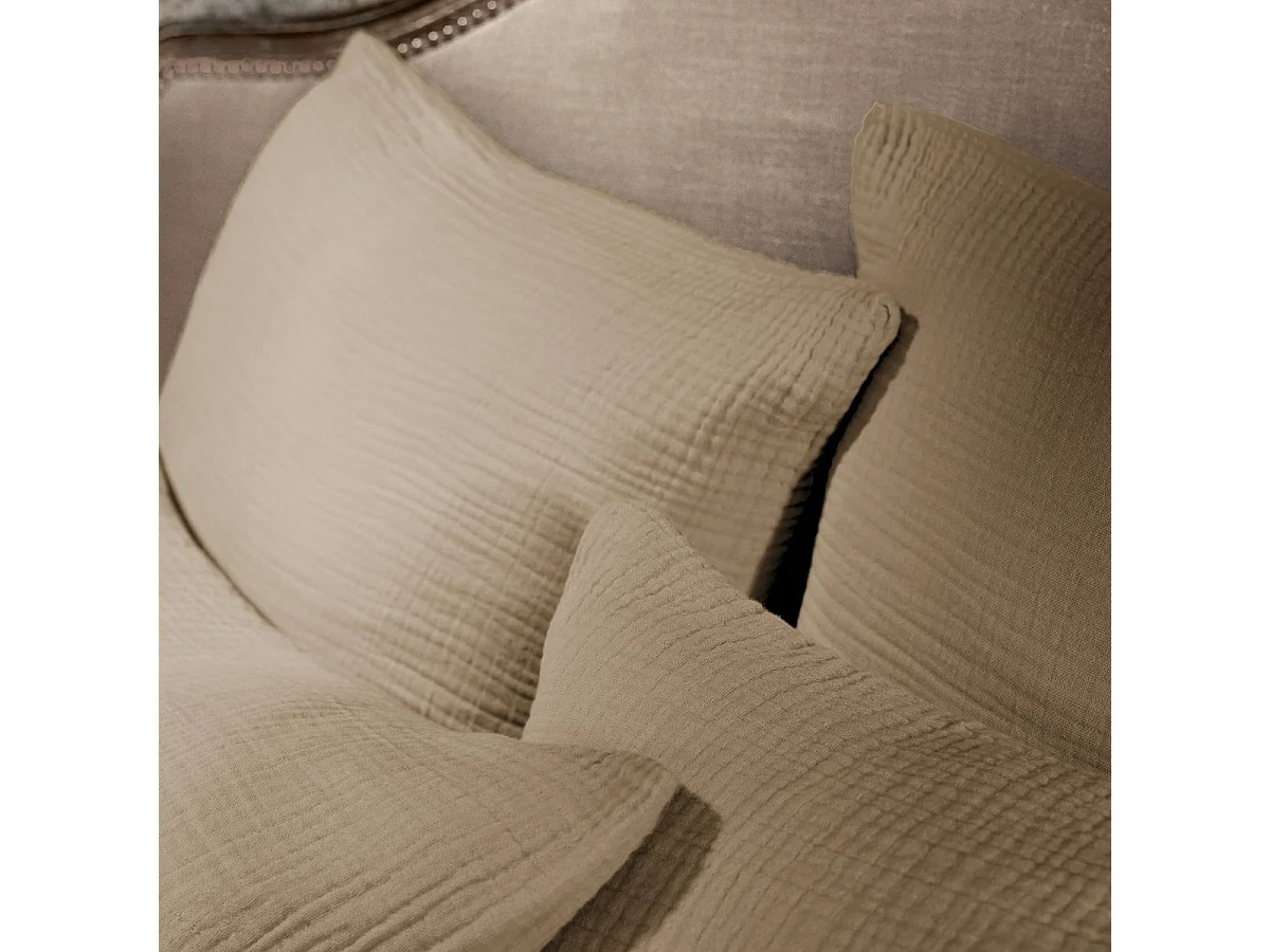 Taie d'oreiller 50x70cm gaze de coton coloris Ficelle - INALIA