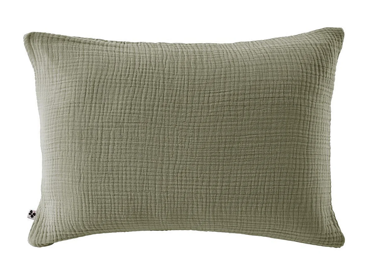 Taie d'oreiller 50x70cm gaze de coton coloris Romarin - INALIA