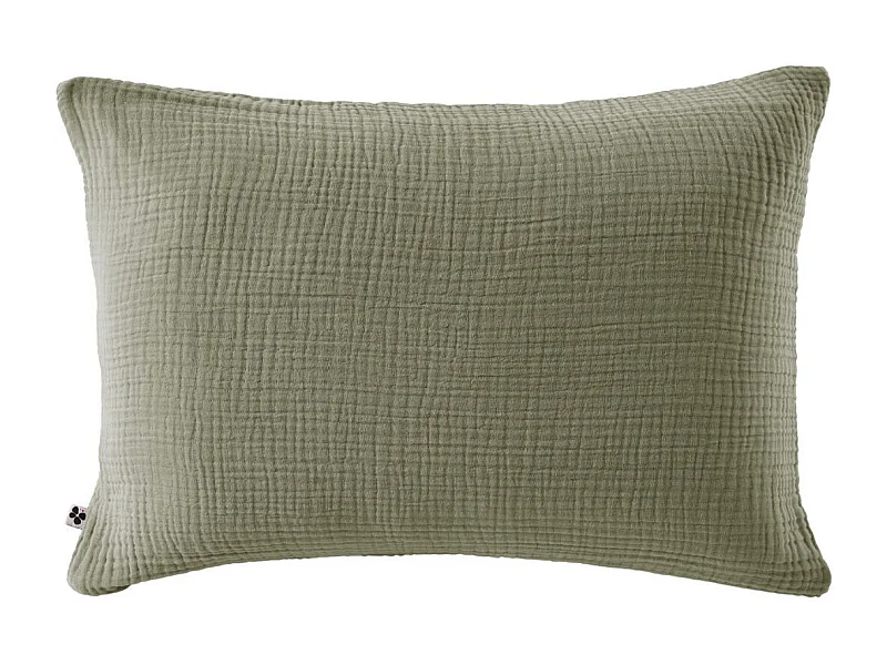 Taie d'oreiller 50x70cm gaze de coton coloris Romarin - INALIA